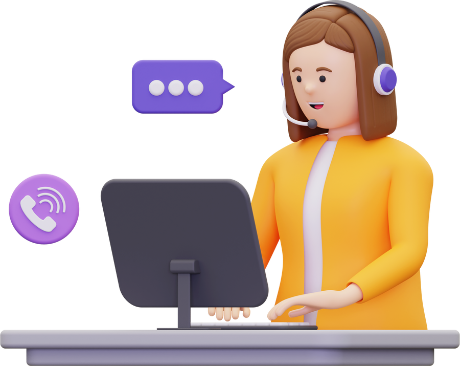 3d Female call center agent illustration